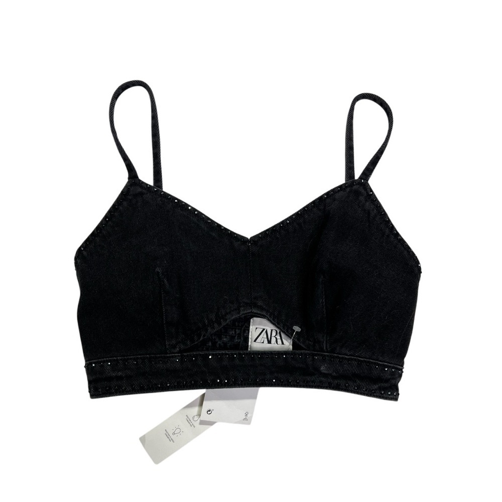 New Zara S Charcoal Denim Bralette